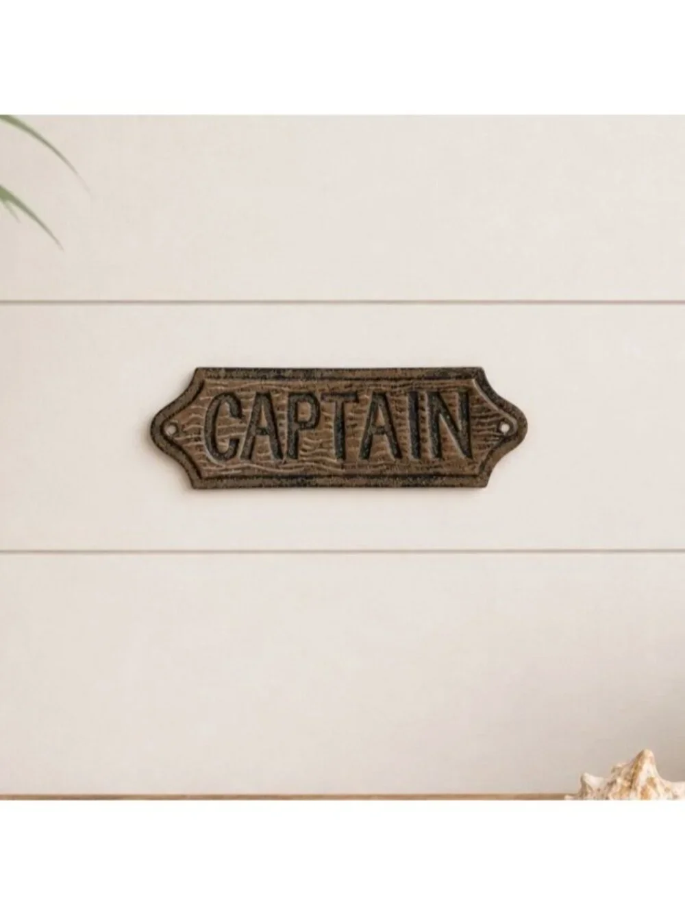 Vintage Cast Iron Captain Sign Nautical Wall Plaque Rustic Decor